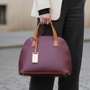 Valentina Old Money Town & Country Classic Italian Pebbled Leather Handbag